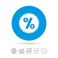 Discount percent sign icon. Star symbol.