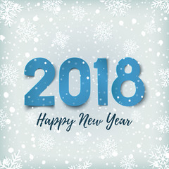 Happy New Year 2018. Blue winter background.