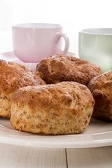wheaten scone on a white plate