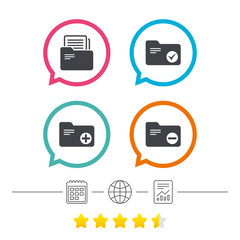 Accounting binders icons. Add document symbol.