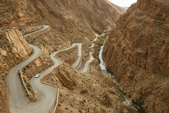 Road In Dades Gorges In High Atlas Mountain, Morocco