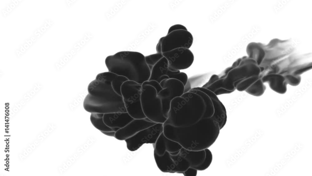 Poster 3d render black ink in water or smoke with alpha mask for motion effects and compositing. beautiful 