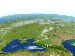 Caucasus region on planet Earth