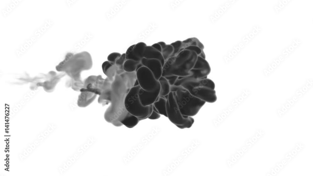 Poster 3d render black ink in water or smoke with alpha mask for motion effects and compositing. beautiful 