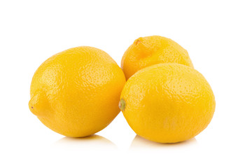 Fresh ripe lemons isolated on white background.