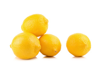 Fresh ripe lemons isolated on white background.
