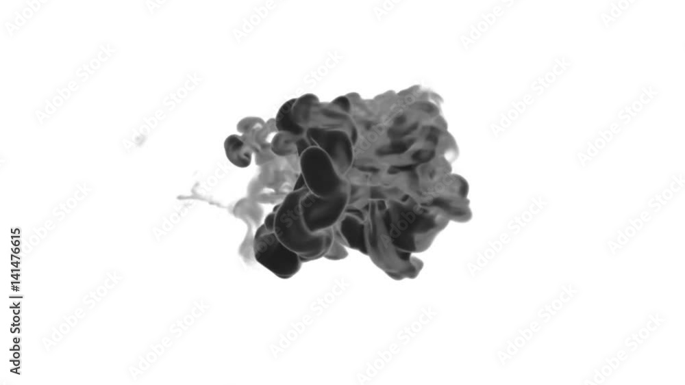 Poster 3d render black ink in water or smoke with alpha mask for motion effects and compositing. beautiful 