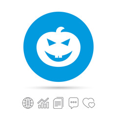 Halloween pumpkin sign icon. Halloween party.