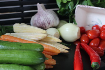 fresh vegetables and herbs, oregano, sage, chive, parsley, dill, onion, cucumber, green vegetables,...