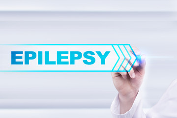 Medical doctor drawing epilepsy on the virtual screen.