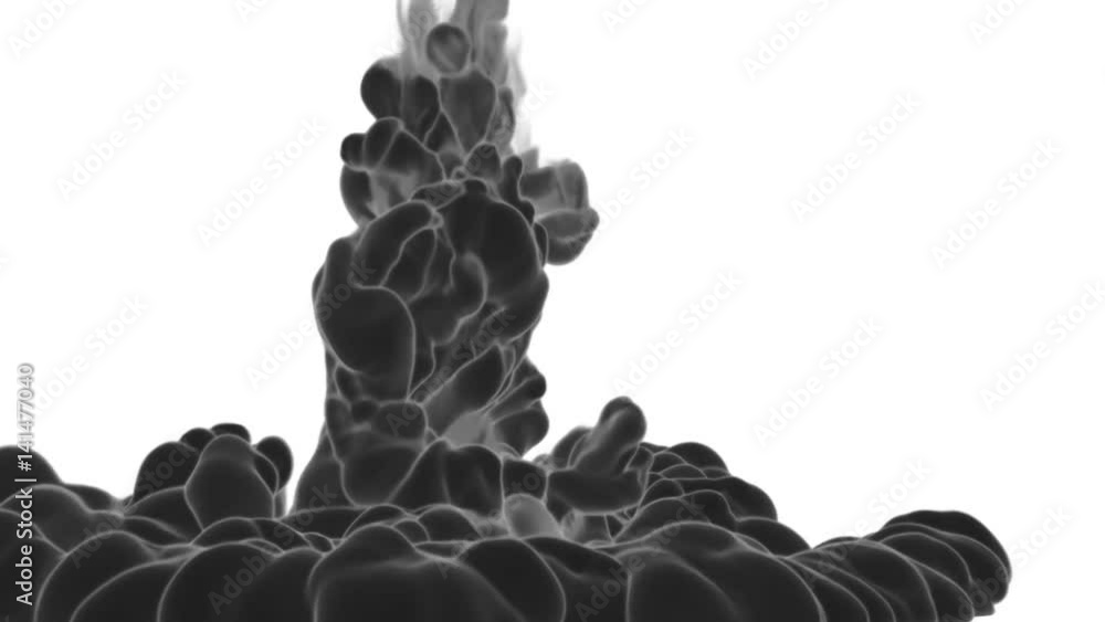 Poster 3d render black ink in water or smoke with alpha mask for motion effects and compositing. beautiful 