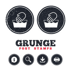 Hand wash sign icon. Not machine washable symbol.