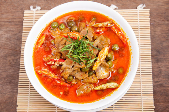 Panaeng or Meat in Spicy Coconut Cream,Thailand famous food