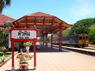 Naklejka premium Hua Hin Railway station is a major tourist attraction of Hua Hin Thailand