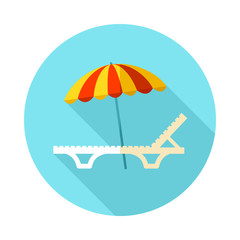 Fototapeta na wymiar Beach chaise lounge with umbrella icon. Vacation