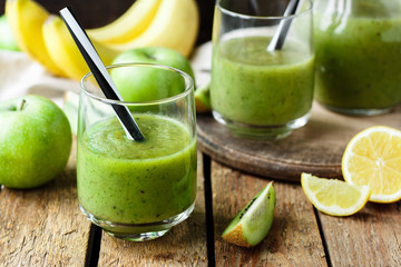 Green smoothies with fruits
