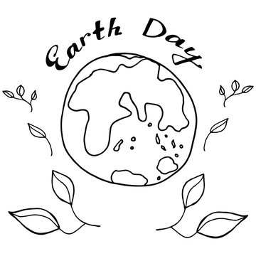 Sketch planet Earth in black and white colours to celebrate Earth Day