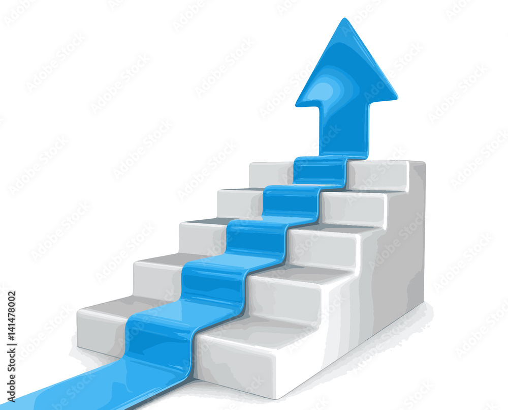 Poster staircase and arrow up. image with clipping path