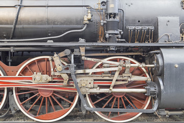 Fototapeta na wymiar Steam locomotive wheels