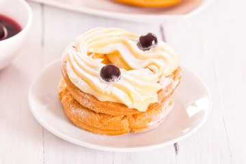 Zeppole with pastry cream.