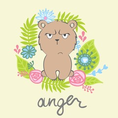 Anger. Vector illustration of a cartoon bear