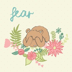 Fear. Vector illustration of a cartoon bear