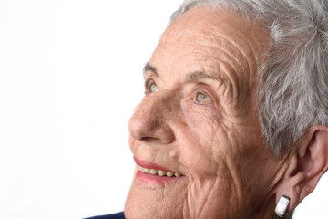 portrait of a senior woman on white background