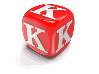 Dices with letter K. Image with clipping path 