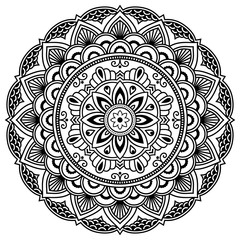 Henna tatoo mandala. Mehndi style .Decorative pattern in oriental style. Coloring book page.