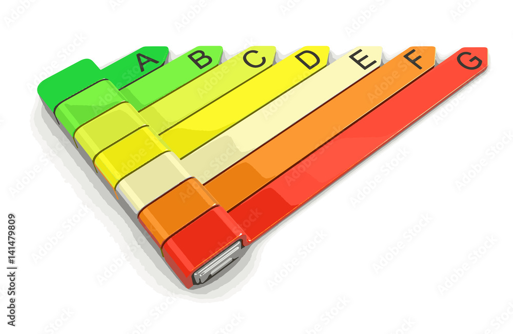 Poster energy efficiency concept with rating chart. image with clipping path