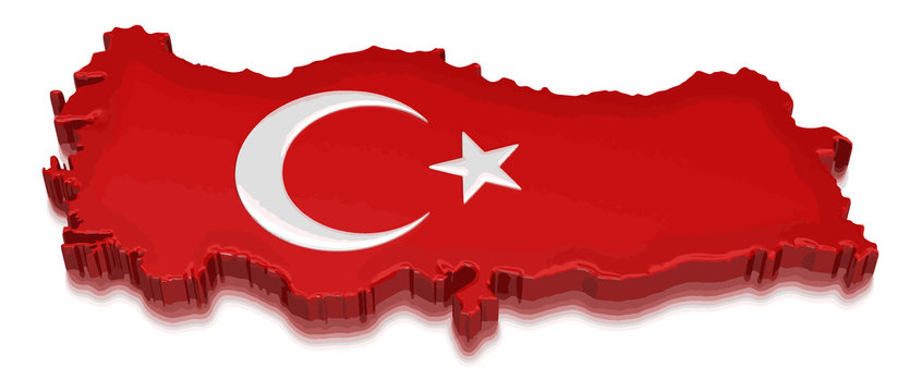 Map of Turkey. 3d render Image. Image with clipping path