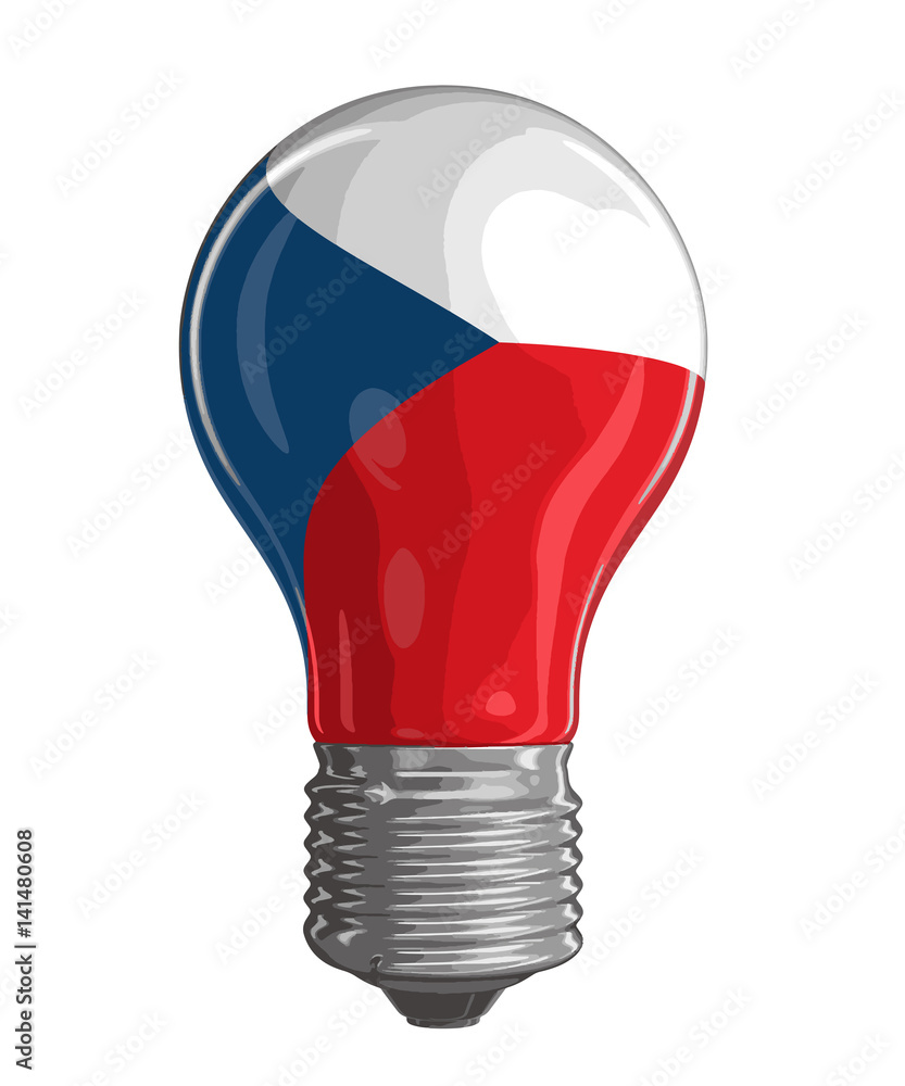 Poster light bulb with czech flag. image with clipping path
