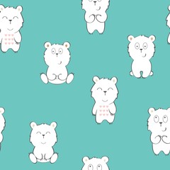 Obraz premium Vector cute seamless pattern with cartoon bear