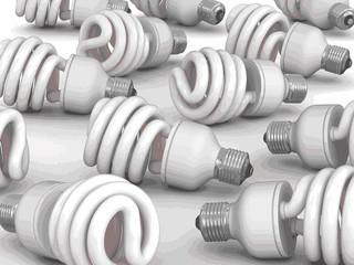 Energy Saving Light Bulbs. Image with clipping path