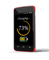 Wireless charging of smartphone. Image with clipping path.