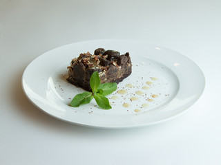 Cake chocolate brownies on wooden background