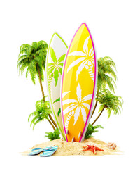 Surf boards on paradise island - 141484051
