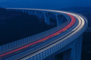Blurred lights of vehicles