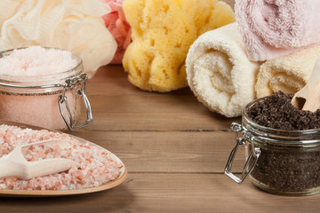 Handmade Coffee Scrub With Argan Oil. Himalayan Salt. Towels, Spa Set.