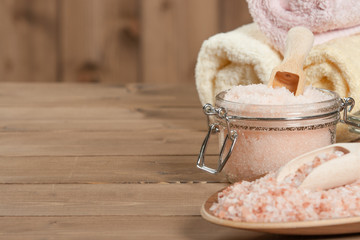 Himalayan Salt In Jar. Towels. Spa Set.