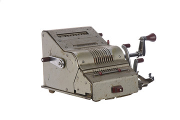 Fototapeta premium the old adding machine antique calculator meta mechanism