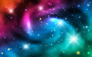 Cosmic background galaxies, nebula and shining stars. Space vector illustration for your design, space wallpapers