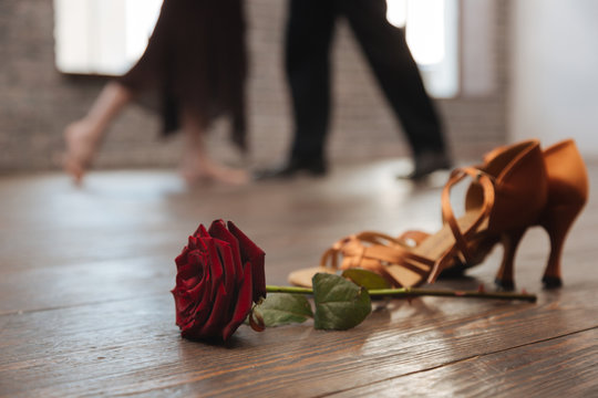 Professional Dancers Tangoing In The Dance Studio