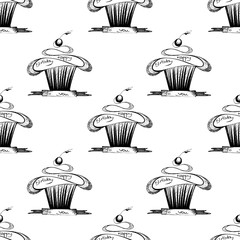 pattern with funny cupcake