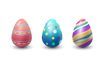 Easter eggs painted with spring pattern vector illustration.