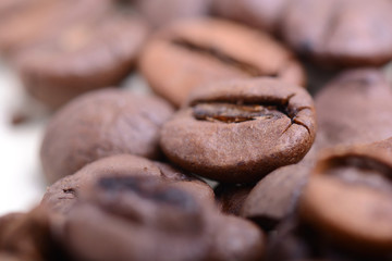 Roasted coffee bean close up. Food background
