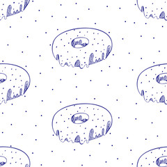Sketch donuts on white background.