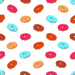 Donut with cream pattern on white background.