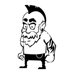Punk with a mohawk and tattoos.Vector illustration.