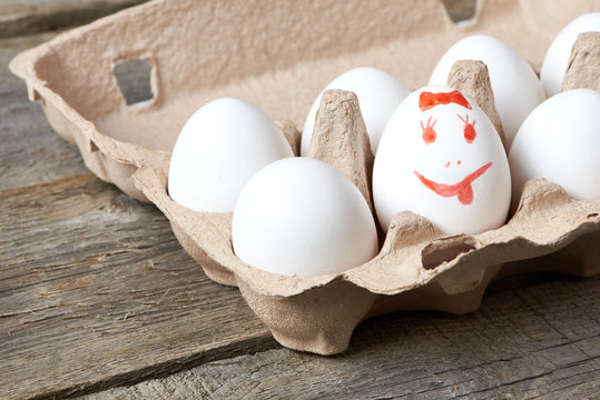 White eggs in carton